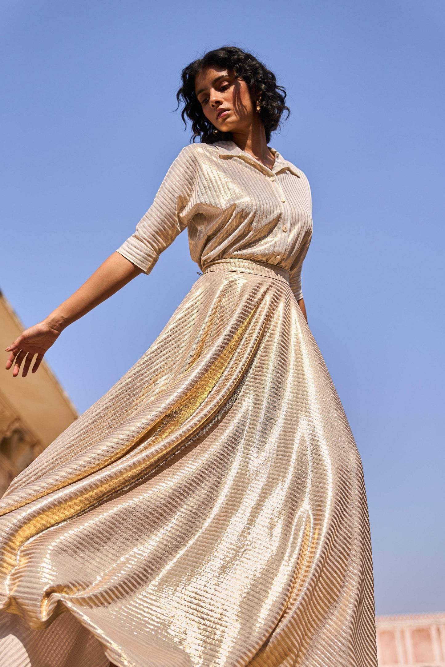 TEXTURED LAMÉ SHIRT - dash and dot