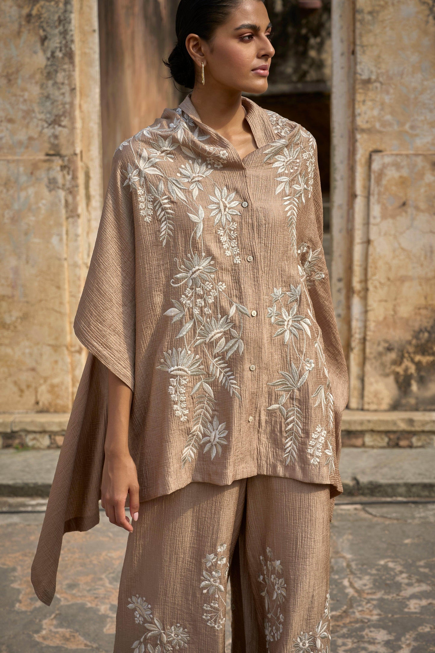 EMBROIDERED CAPE TOP & WIDE LEGGED PANT - dash and dot