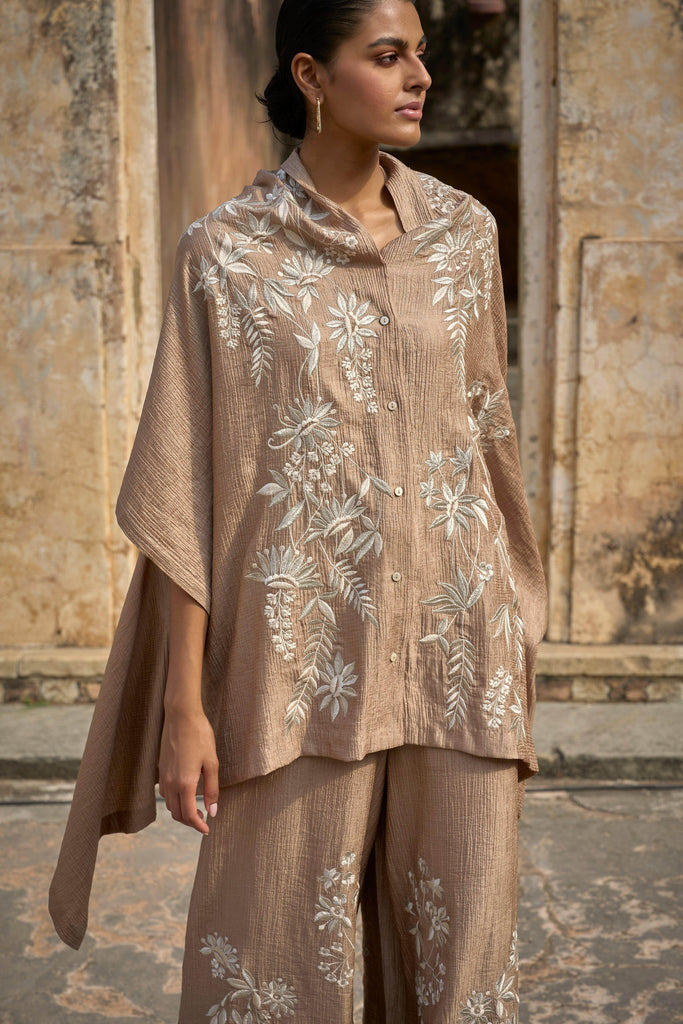 EMBROIDERED CAPE TOP & WIDE LEGGED PANT - dash and dot dash and dot