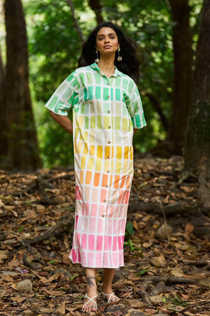 PRINTED LINEN SHIRT DRESS - dash and dot dash and dot