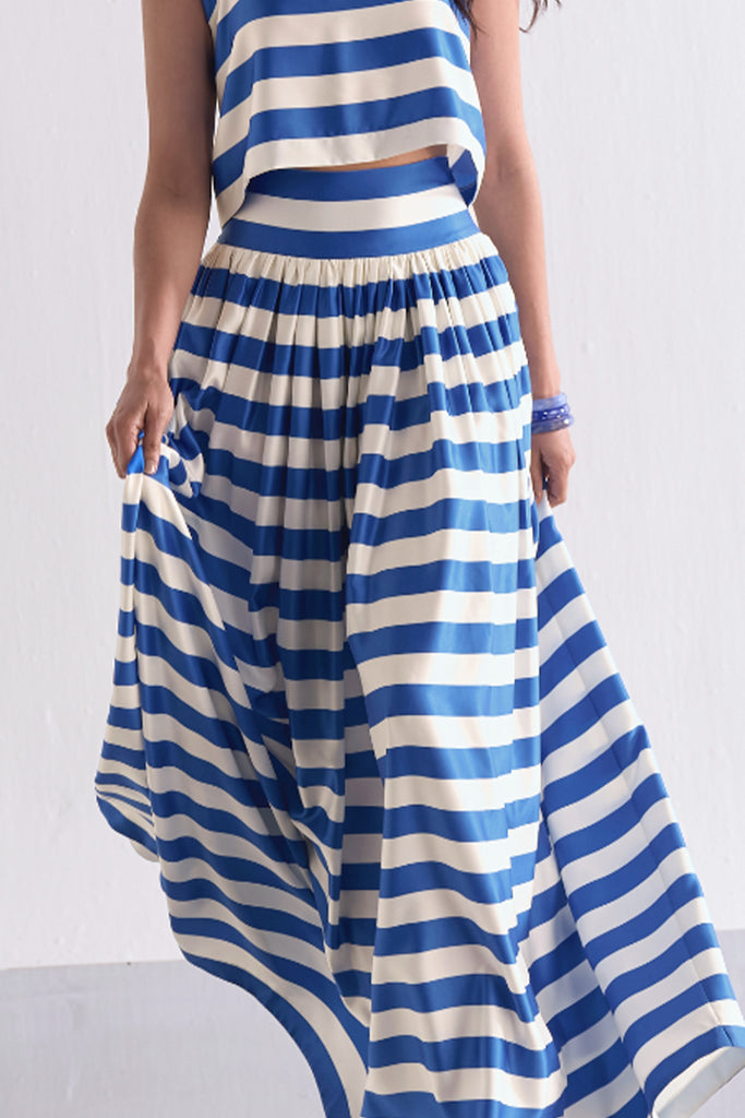 FLOWING STRIPED MAXI SKIRT dash and dot