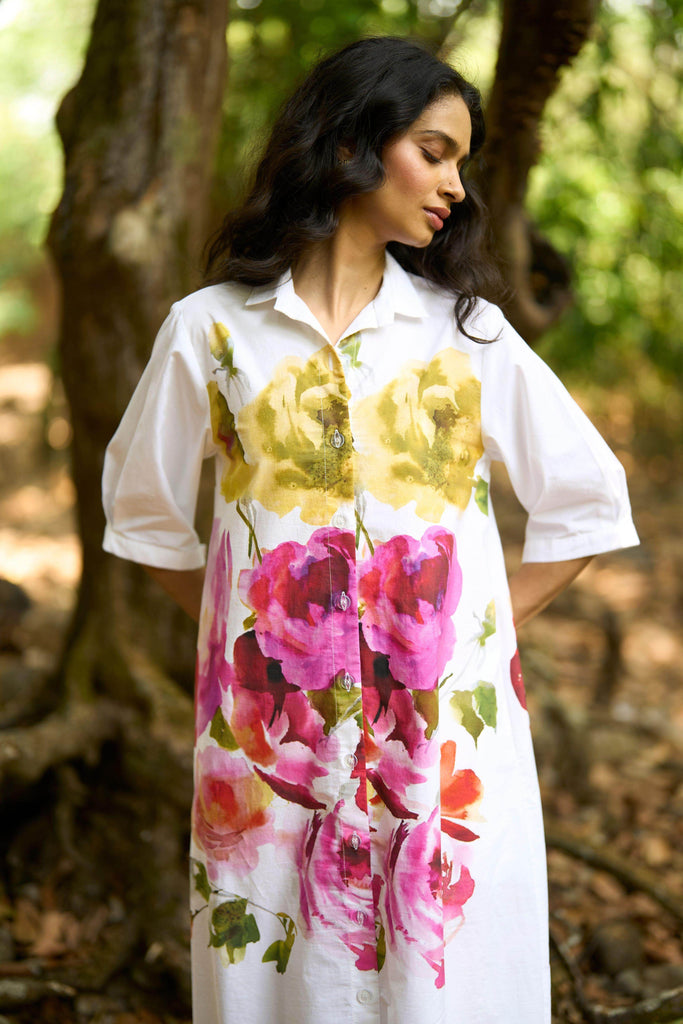 WATERCOLOUR FLORAL SHIRT DRESS - dash and dot dash and dot