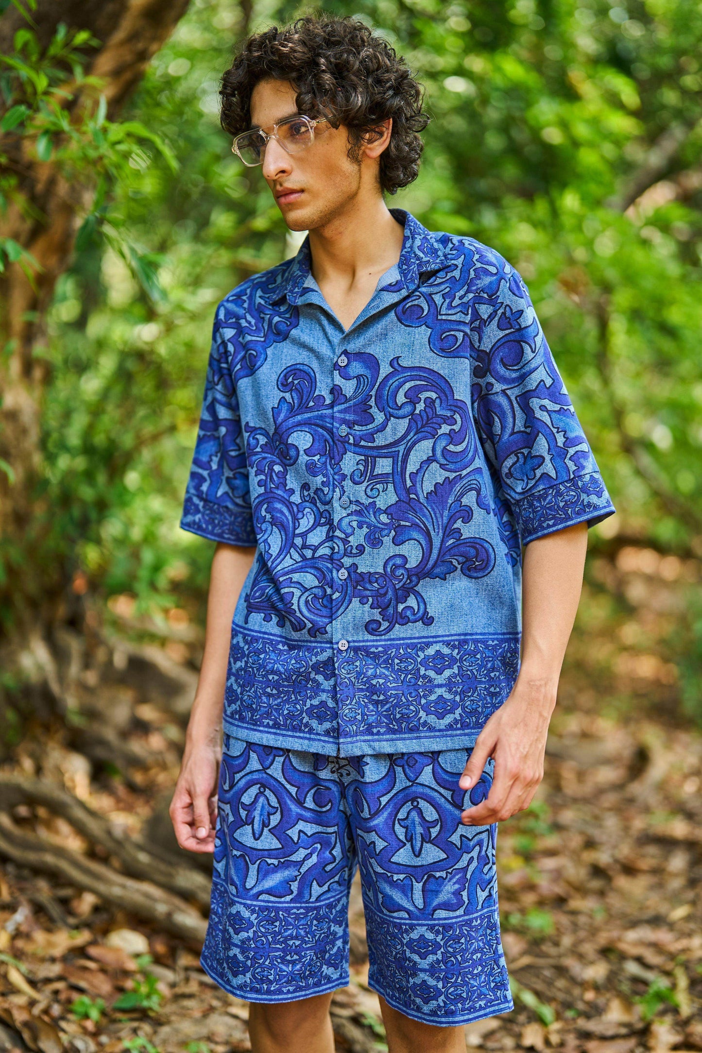 DENIM PRINTED SHORTS SET - dash and dot