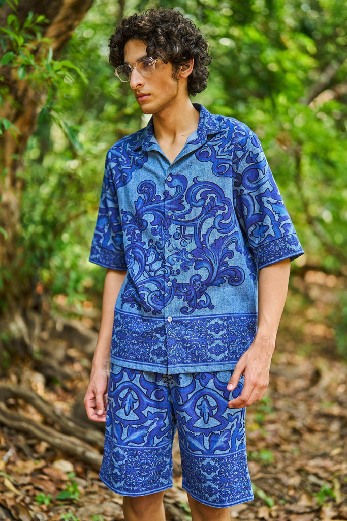 DENIM PRINTED SHORTS SET - dash and dot dash and dot