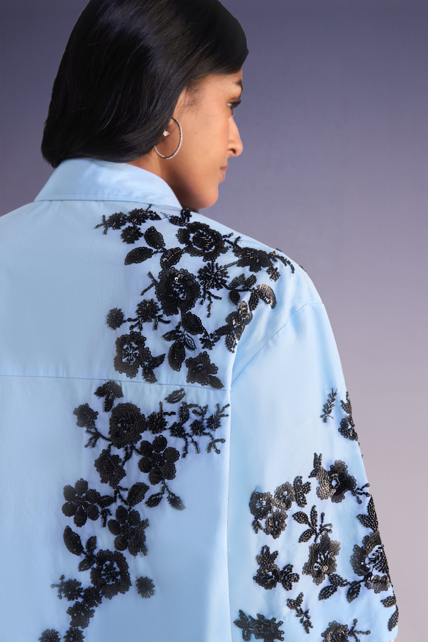 FLORAL BEAD EMBROIDERED SHIRT