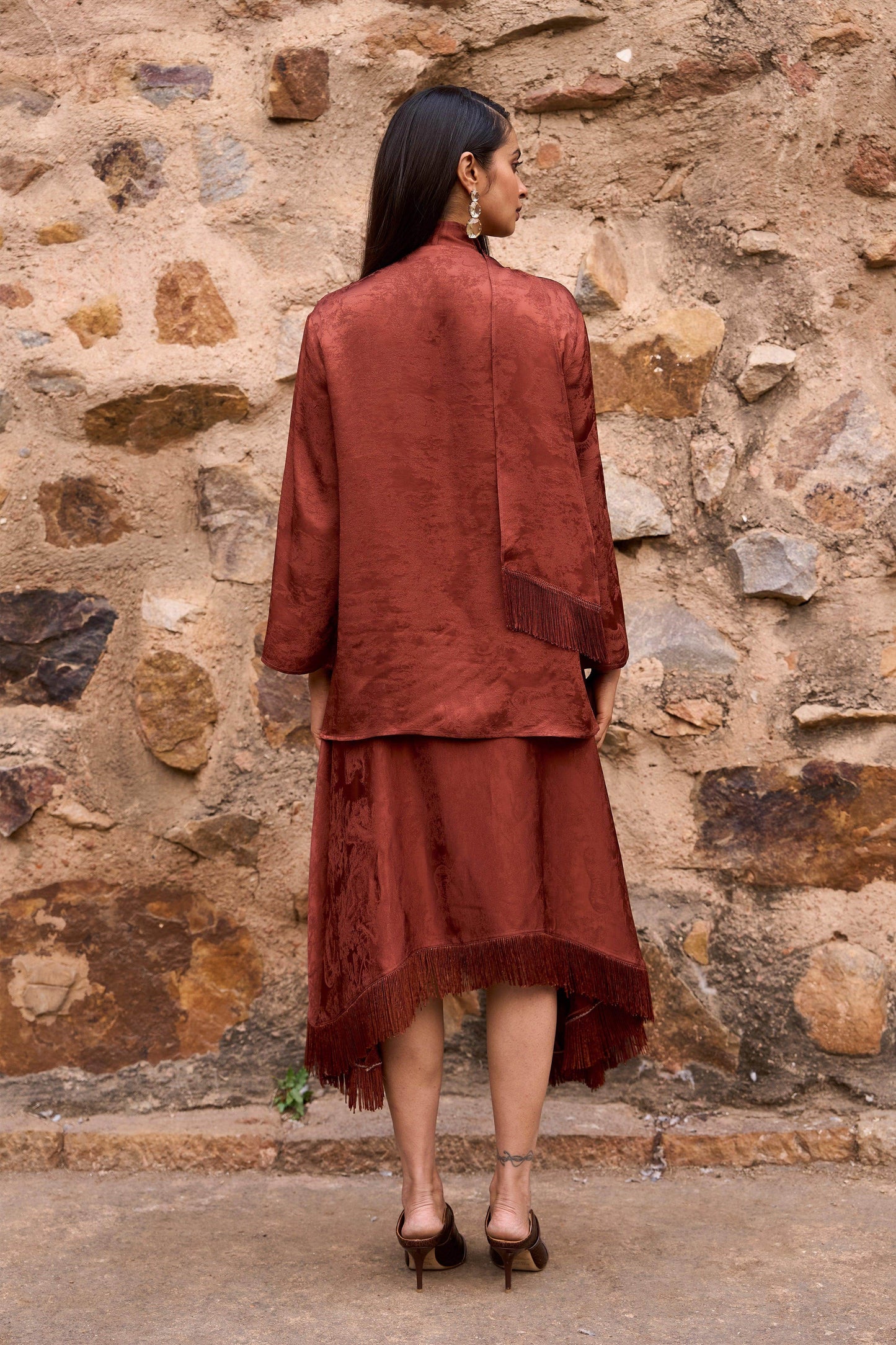 FRINGE SCARF NECK SHIRT - dash and dot