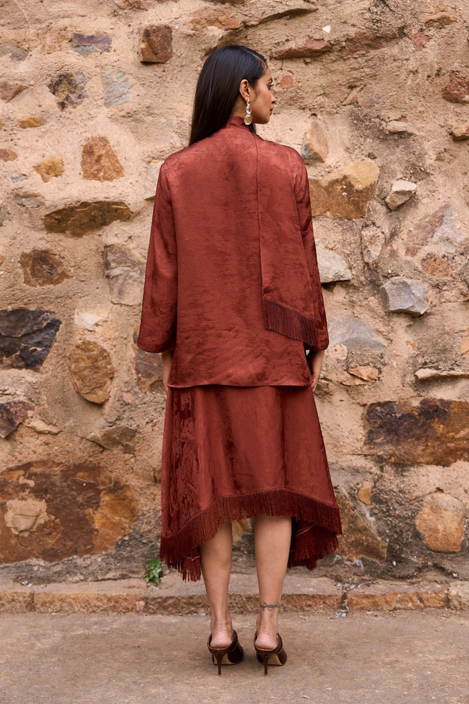 FRINGE SCARF NECK SHIRT - dash and dot dash and dot