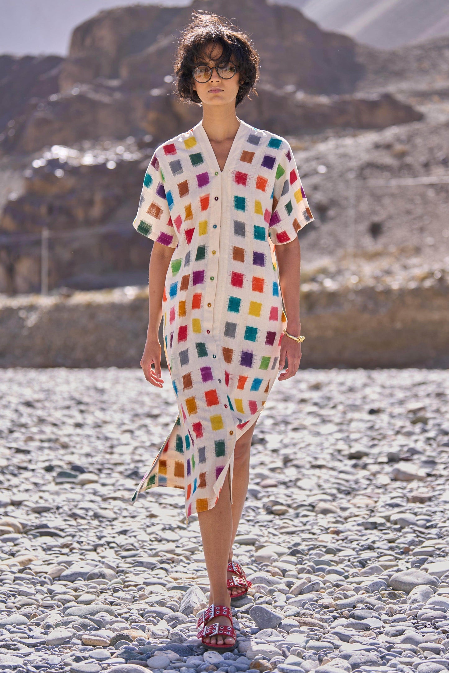 MULTICOLOUR IKAT SHIRT DRESS - dash and dot