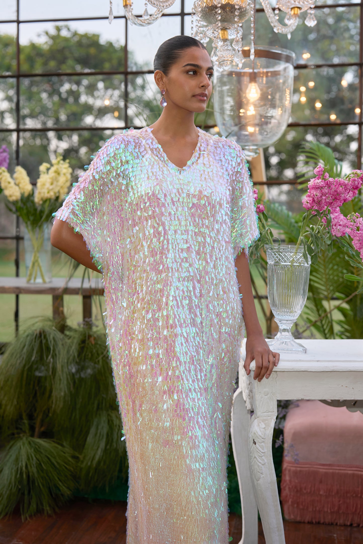 IRIDESCENT PAILLETTE KAFTAN
