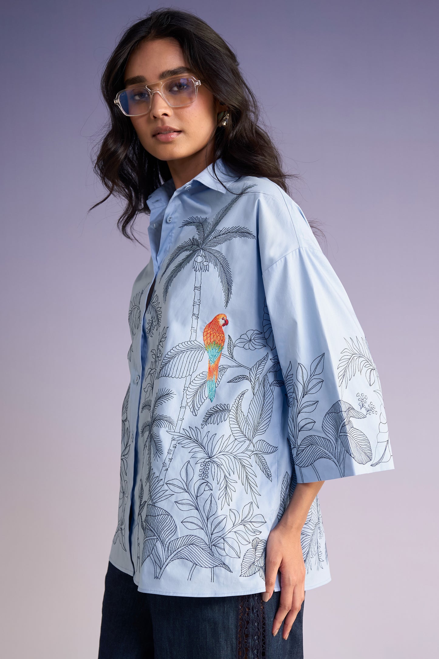 JARDIN EMBROIDERED BOXY SHIRT
