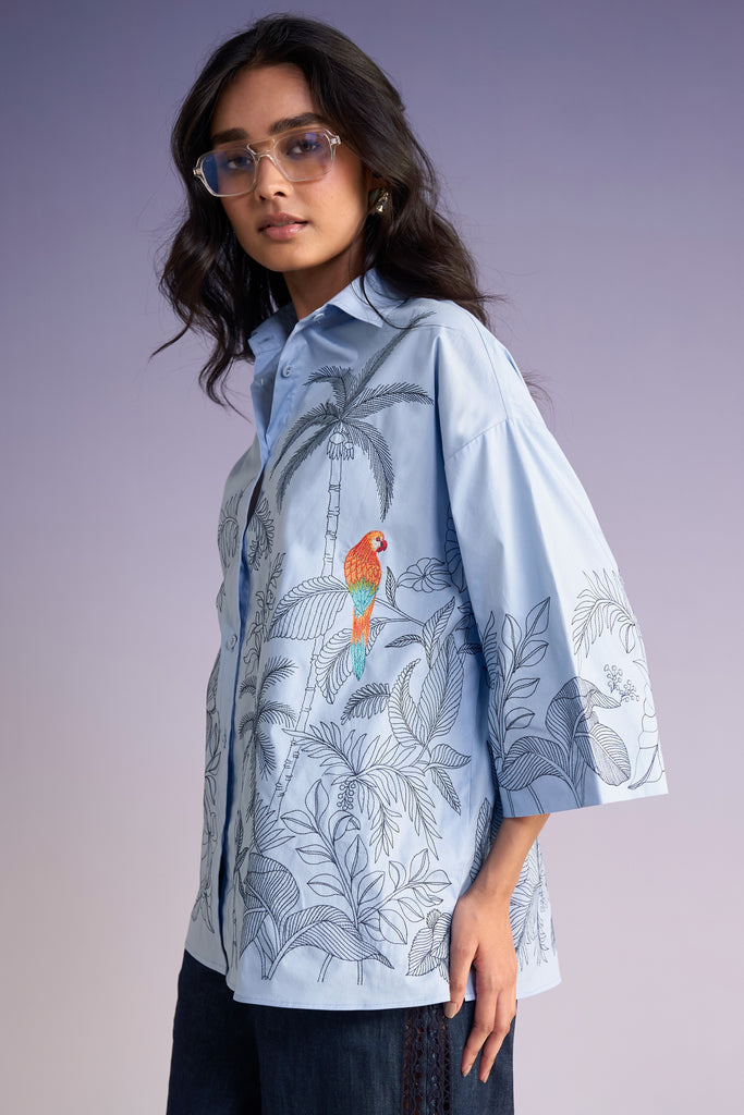 JARDIN EMBROIDERED BOXY SHIRT dash and dot