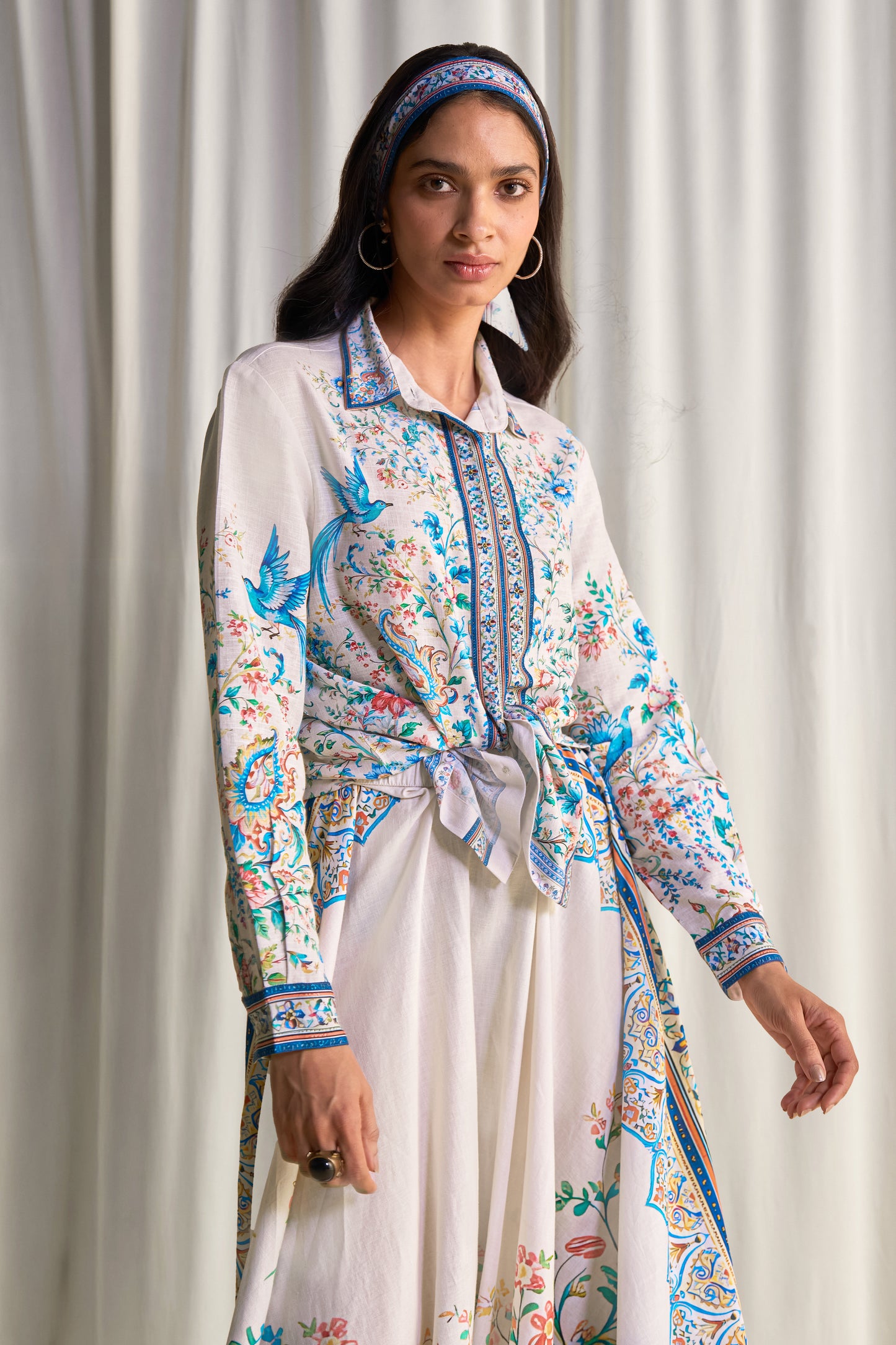 LINEN BOTANICAL PRINT SHIRT & MAXI SKIRT
