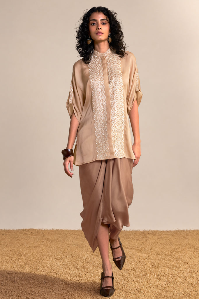 LACE EMBROIDERED SATIN TOP dash and dot
