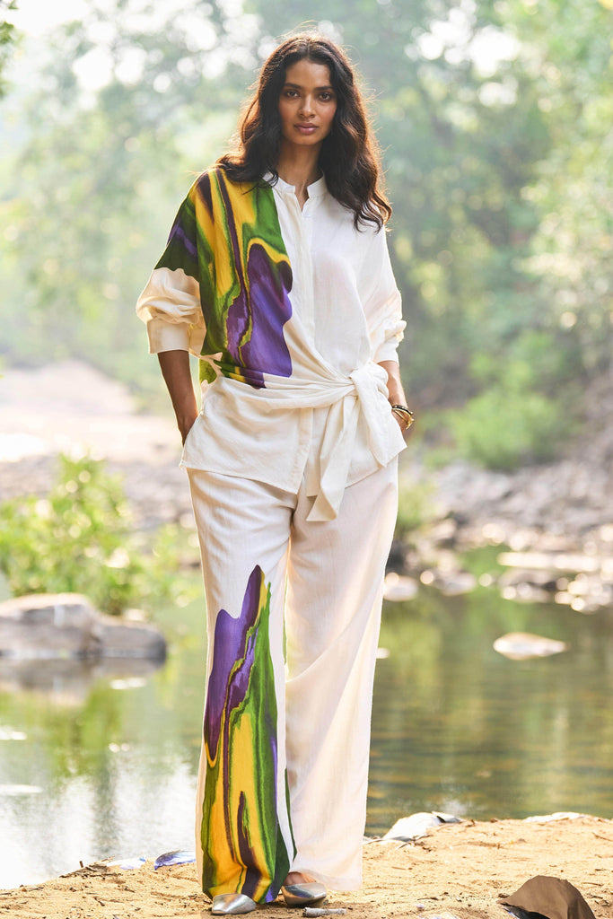 PRINTED LINEN PANT - dash and dot dash and dot