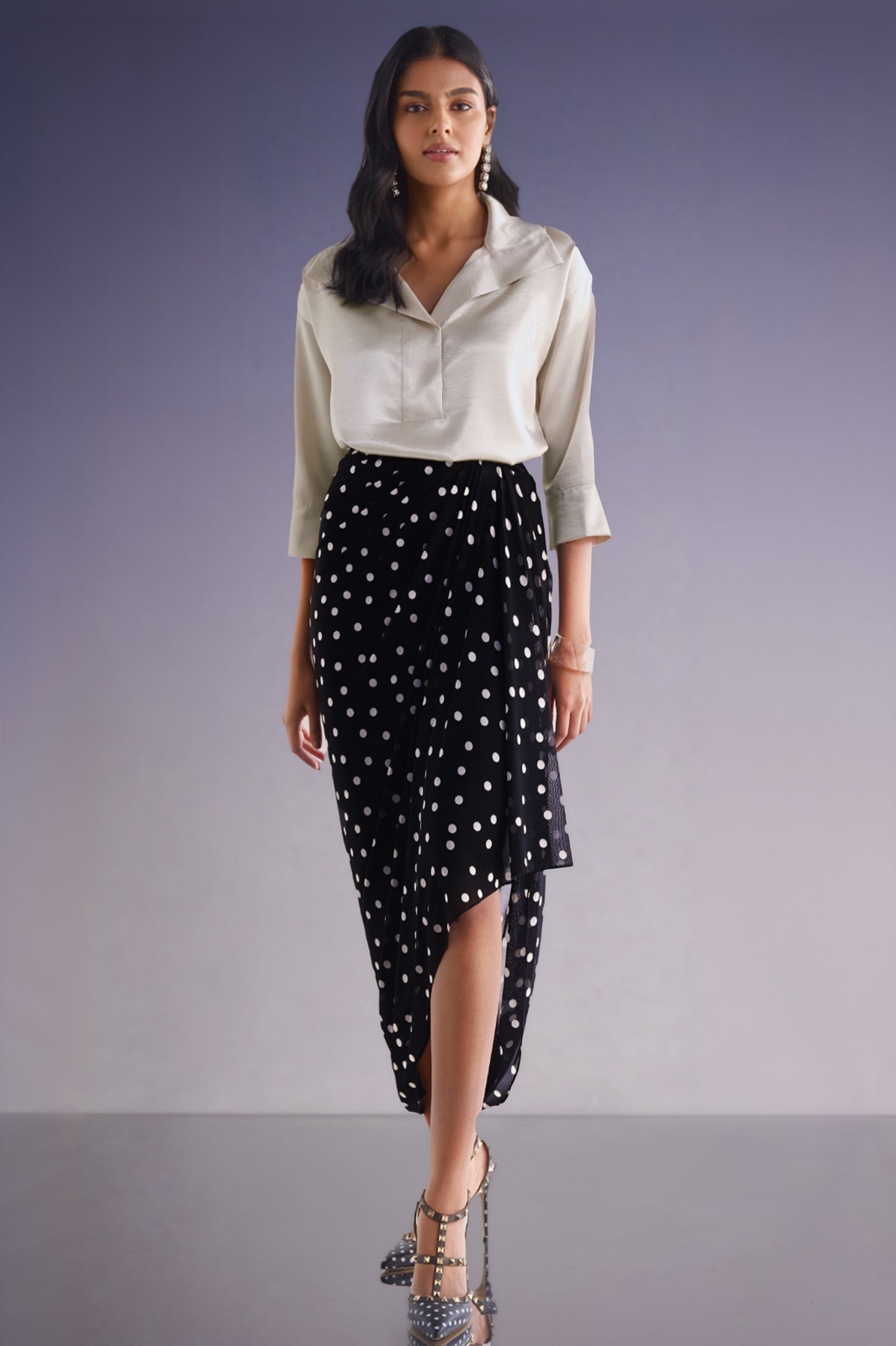 POLKA DOT DRAPE SKIRT