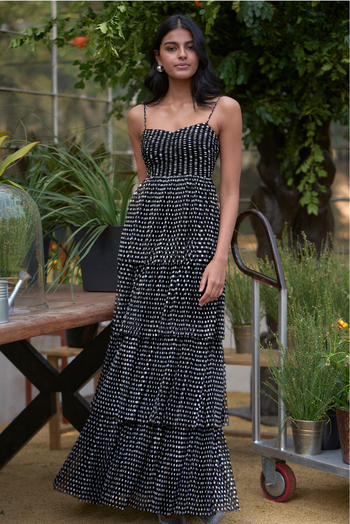 PLEATED POLKA DOT TIERED MAXI dash and dot