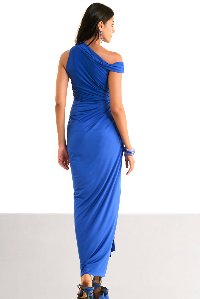 ONE SHOULDER DRAPED KNIT DRESS dash and dot