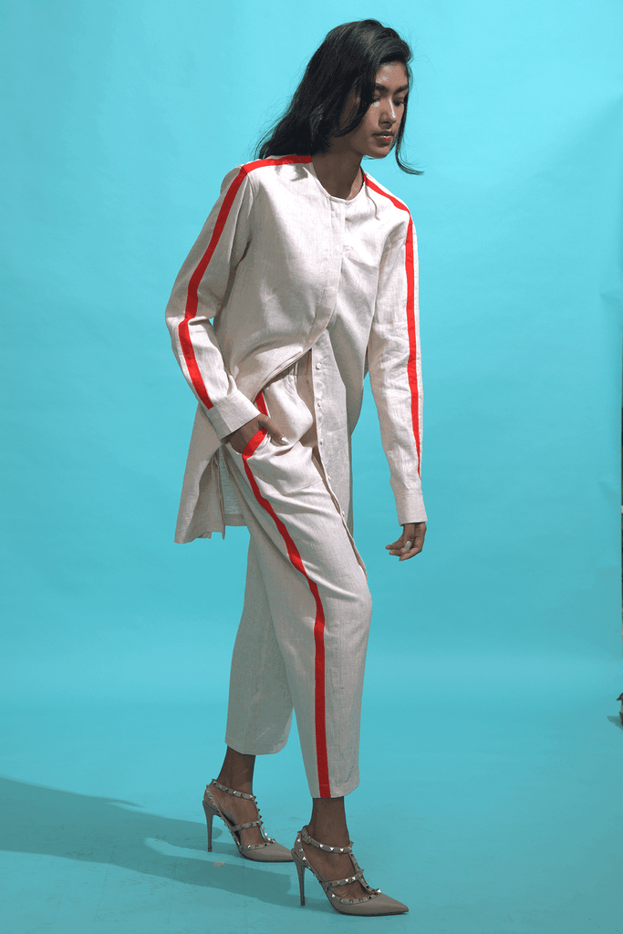 CONTRAST STRIPE LINEN PANT - dash and dot dash and dot