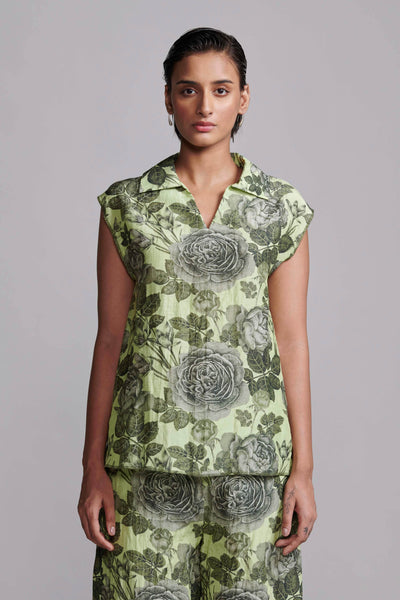 FLORAL LINEN SLEEVELESS TOP - dash and dot