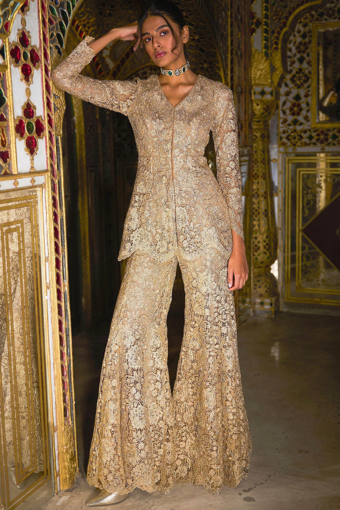 EMBROIDERED LACE PEPLUM SET - dash and dot dash and dot