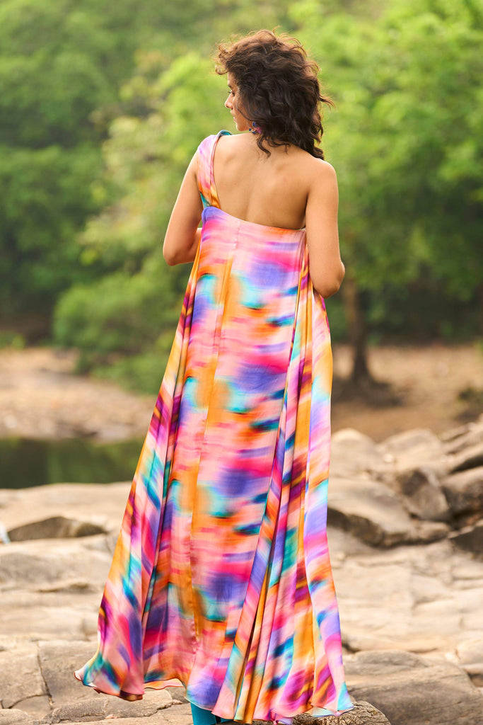 PRINTED HALTER FLARED DRESS - dash and dot dash and dot