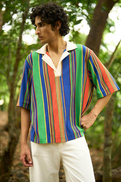 BOXY TEXTURED STRIPE POLO - dash and dot