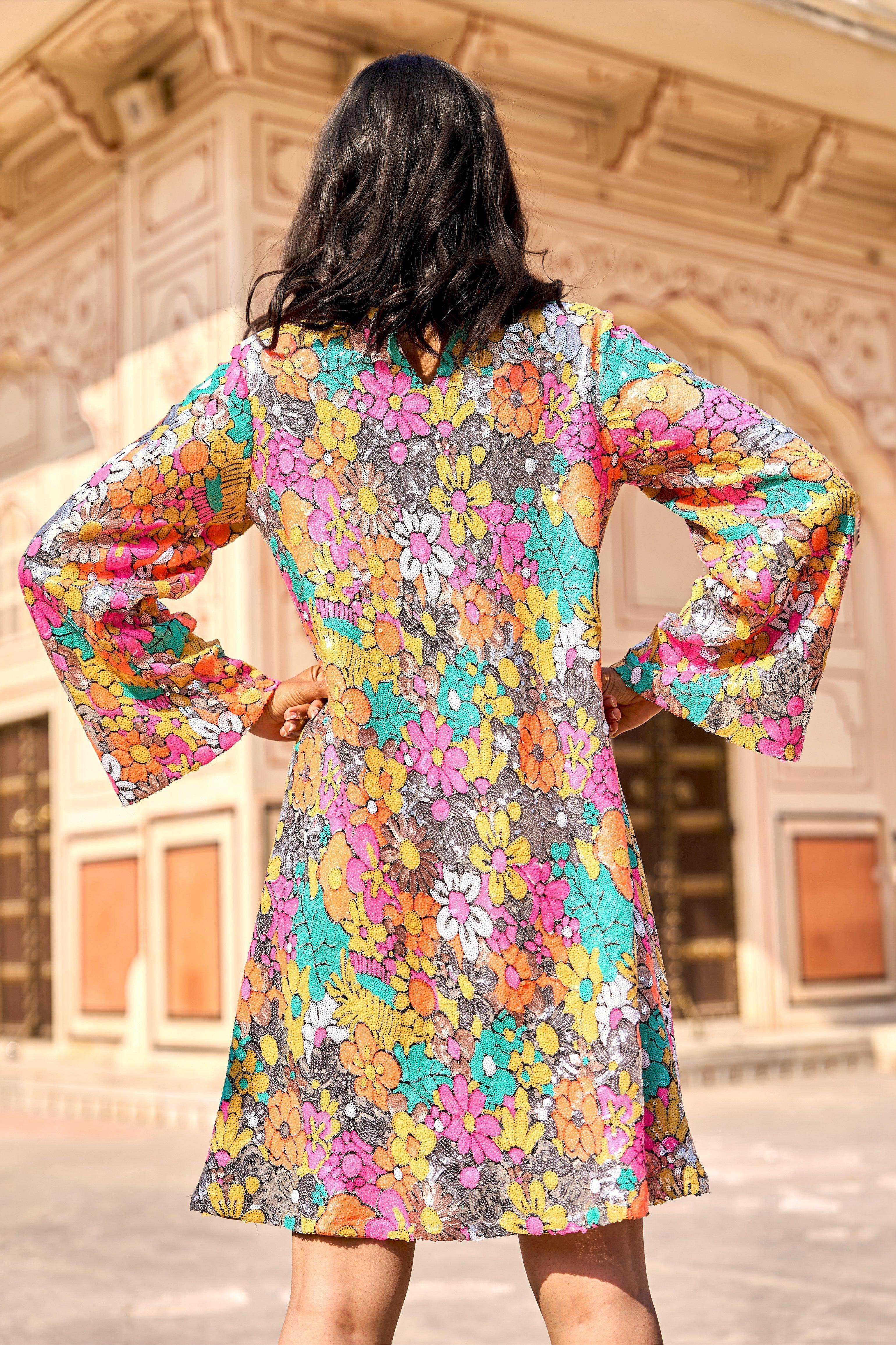 sequin flower mini dress Dash and Dot - SEQUIN FLORAL MINI