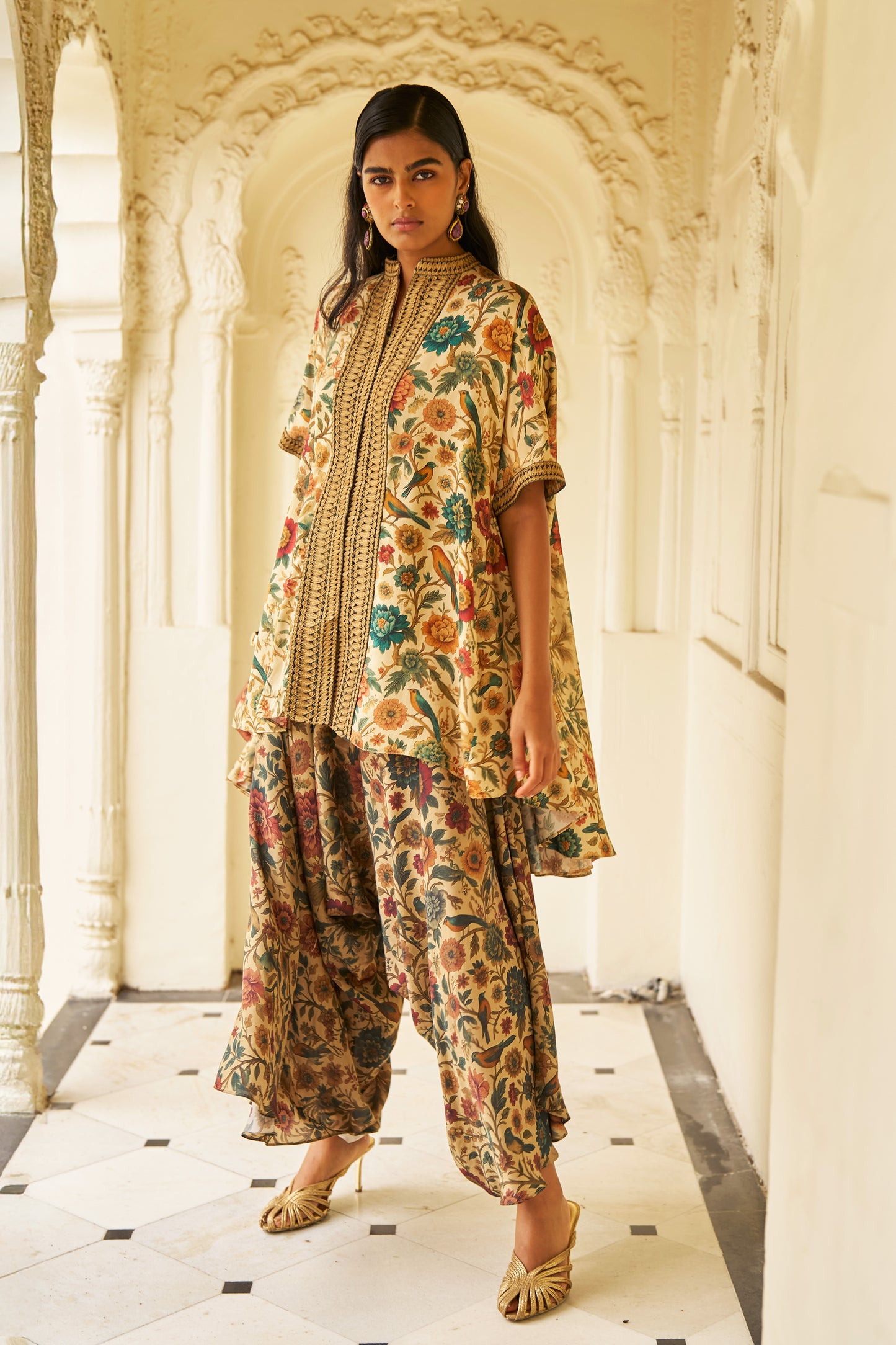 DORI EMBROIDERED PRINTED TOP