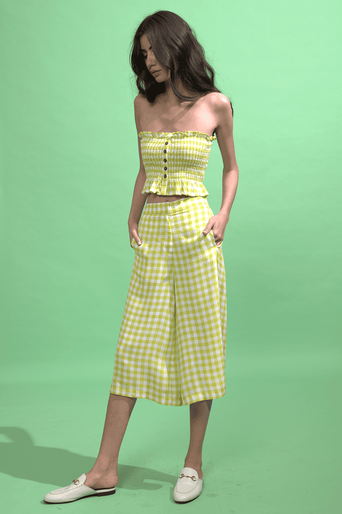 LIME CHECK TUBE TOP - dash and dot dash and dot