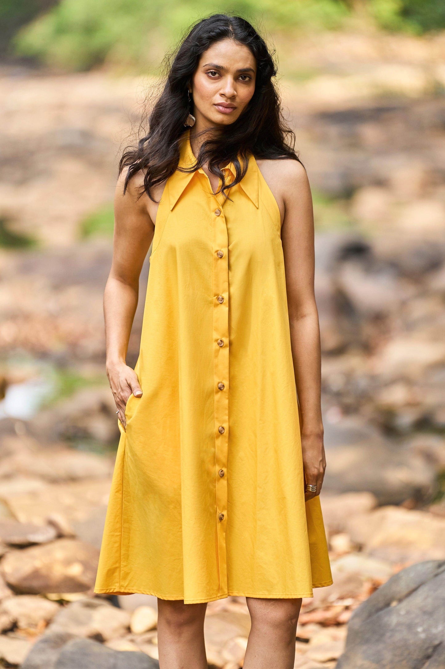 HALTER MINI SHIRT DRESS - dash and dot