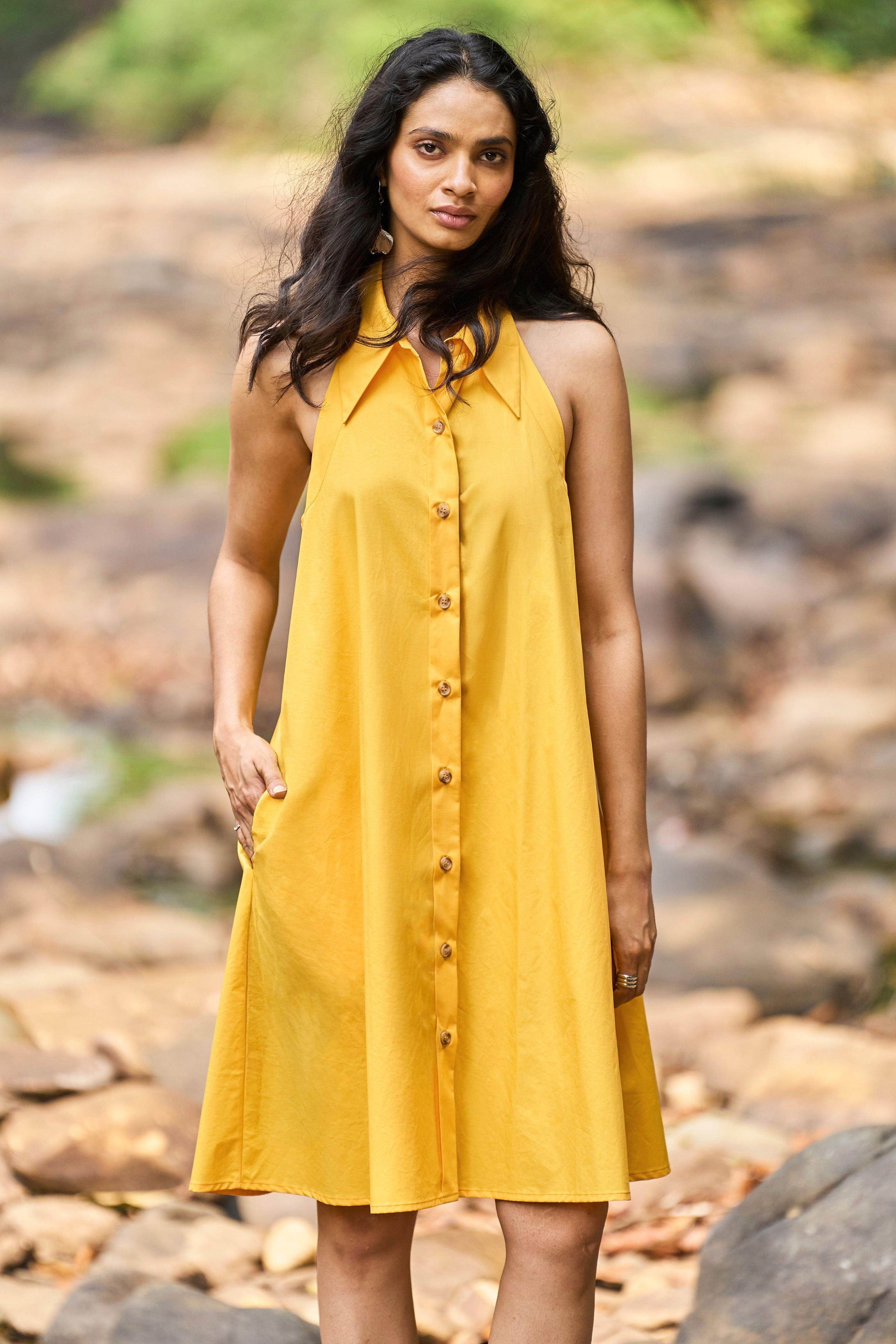 HALTER MINI SHIRT DRESS - dash and dot