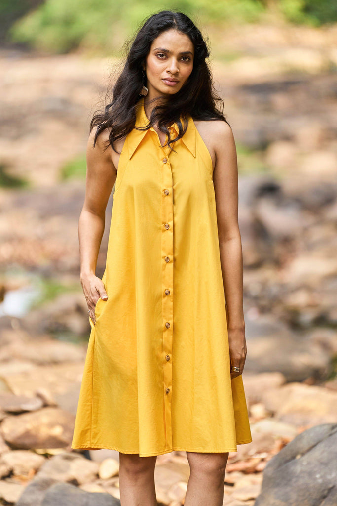 HALTER MINI SHIRT DRESS - dash and dot dash and dot