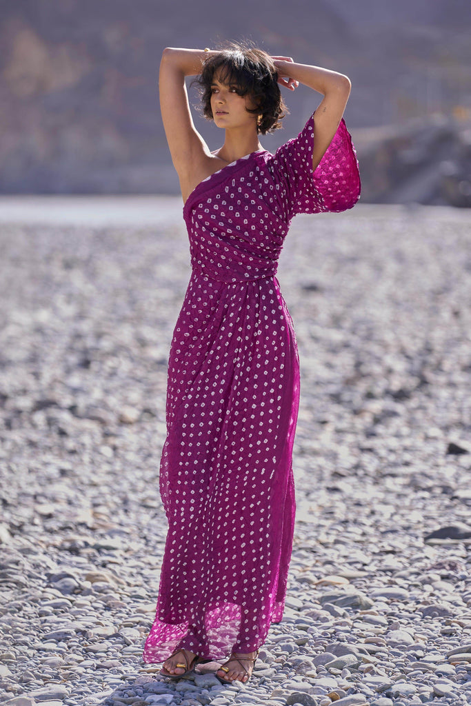 SINGLE SLEEVE BANDHANI DRESS - dash and dot dash and dot