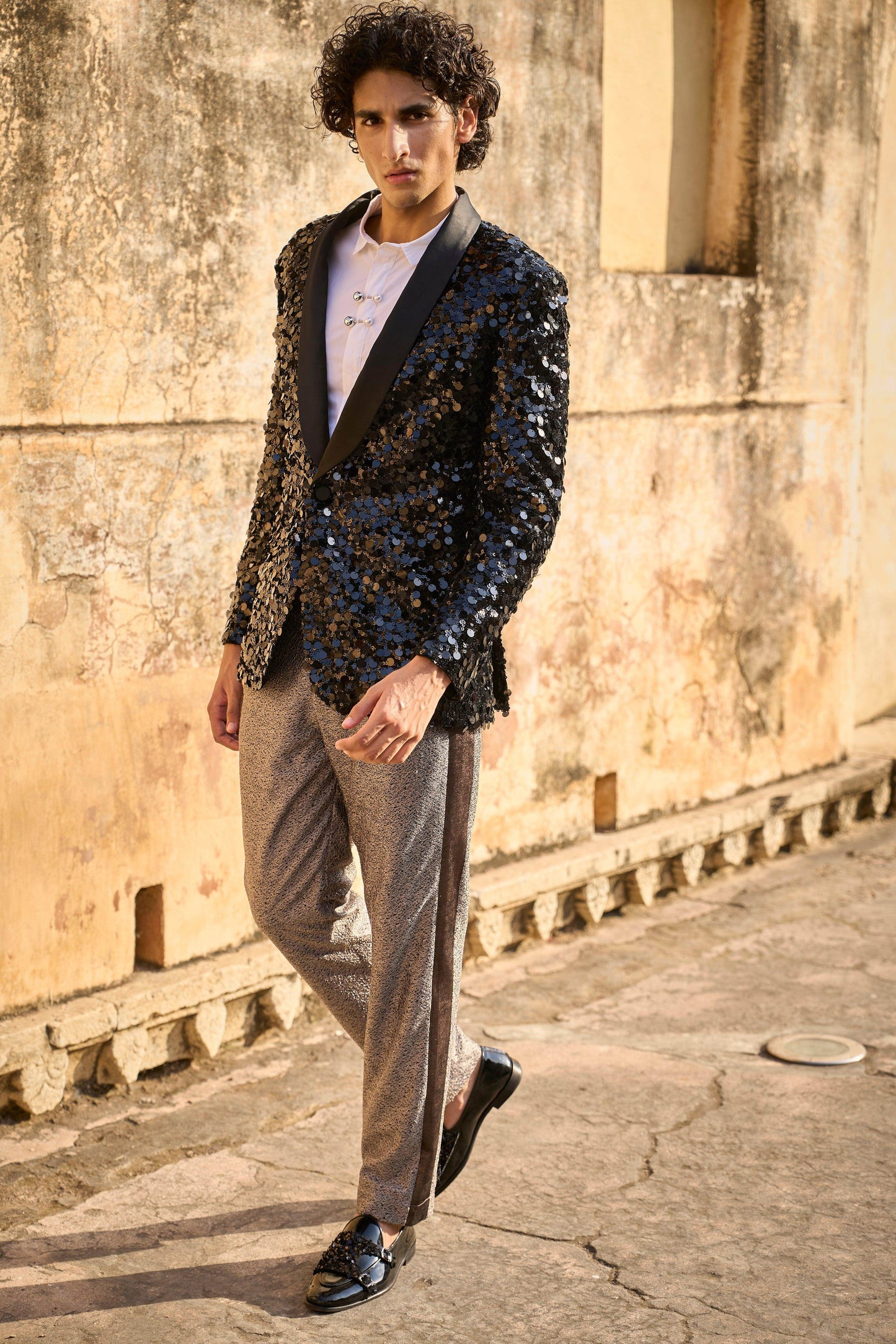 SEQUIN JACKET AND METALLIC PANT - dash and dot