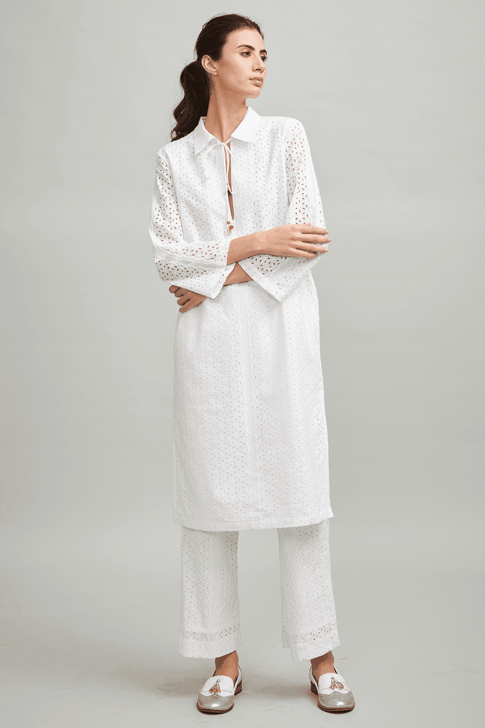 CUTWORK EMBROIDERY PANT SET - dash and dot dash and dot