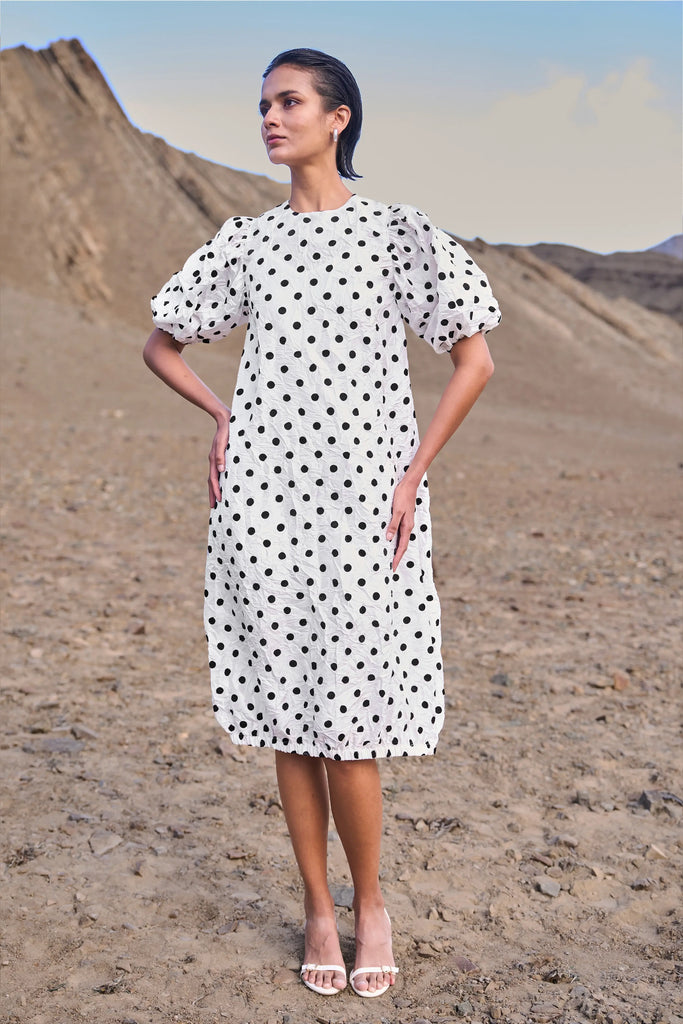 CRUSHED POLKA DOT DRESS dash and dot