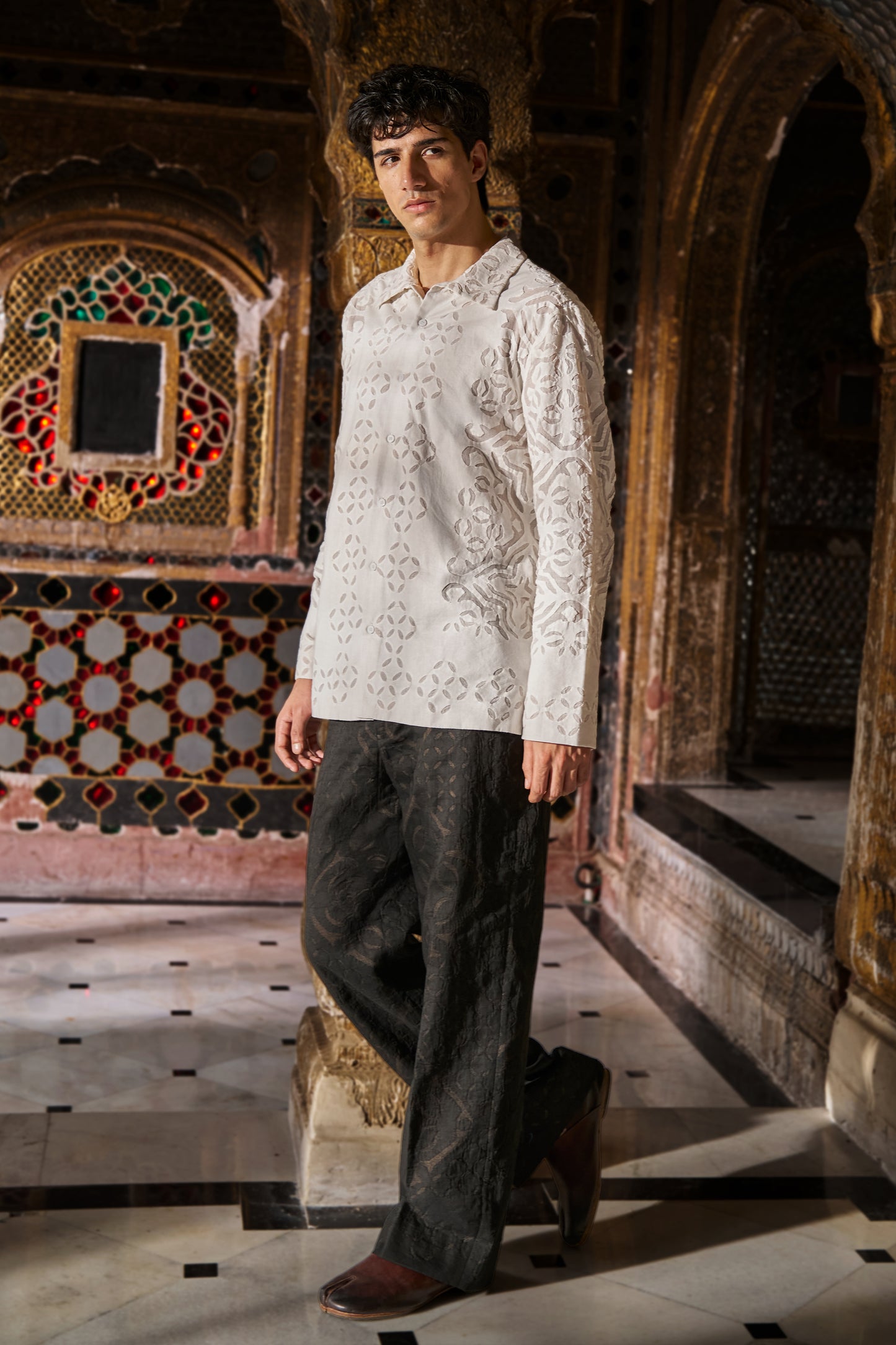 CUTWORK APPLIQUÉ PANT SET