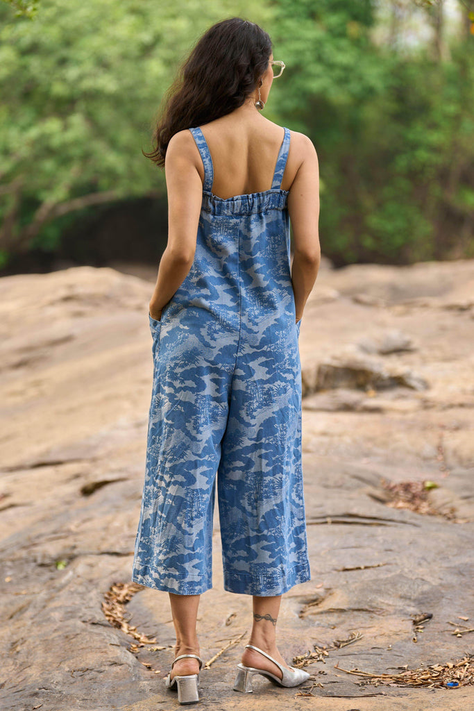 DENIM PATTERNED JUMPSUIT - dash and dot dash and dot
