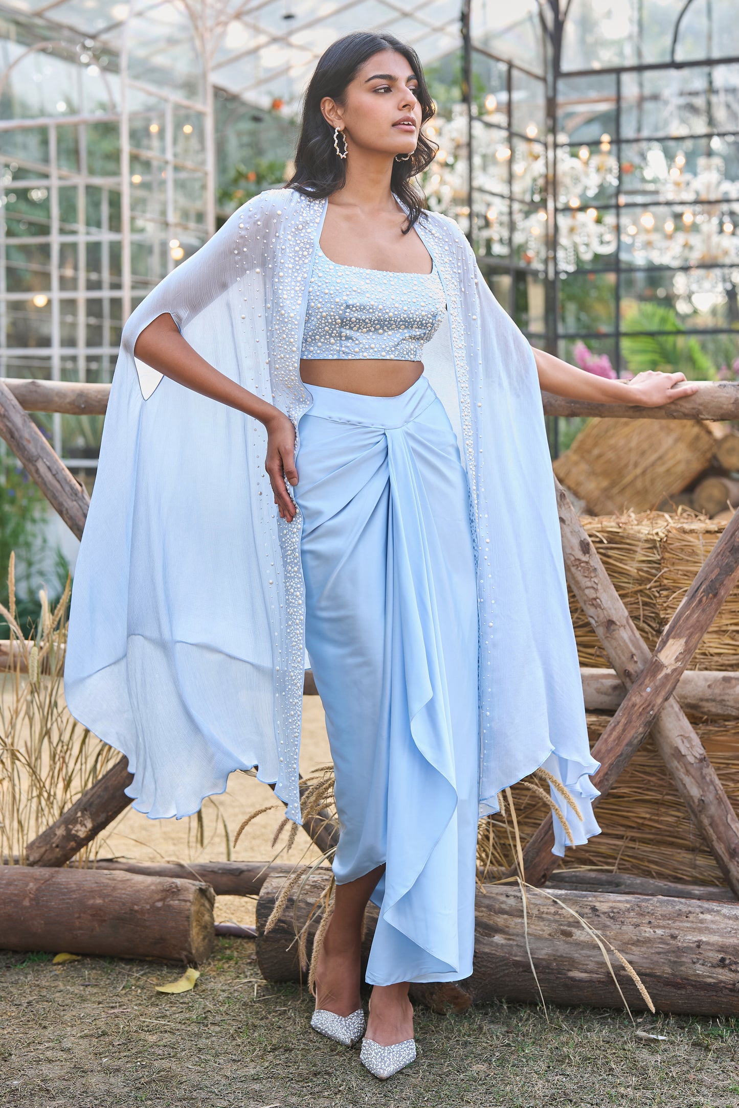 PEARL EMBROIDERED CAPE