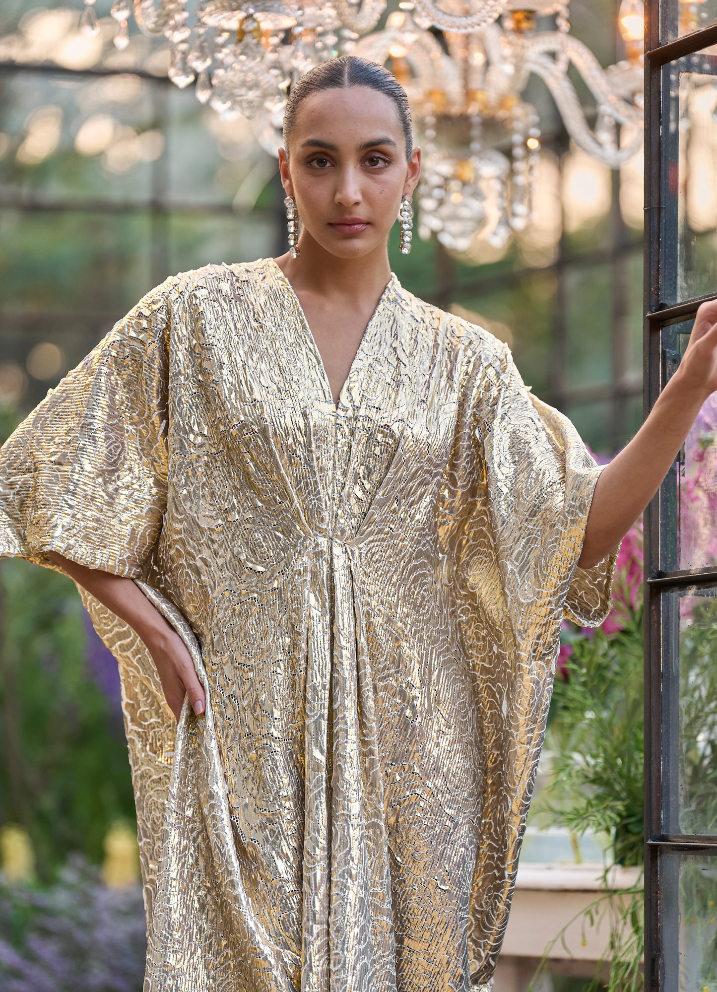 CUTWORK LAMÉ KAFTAN