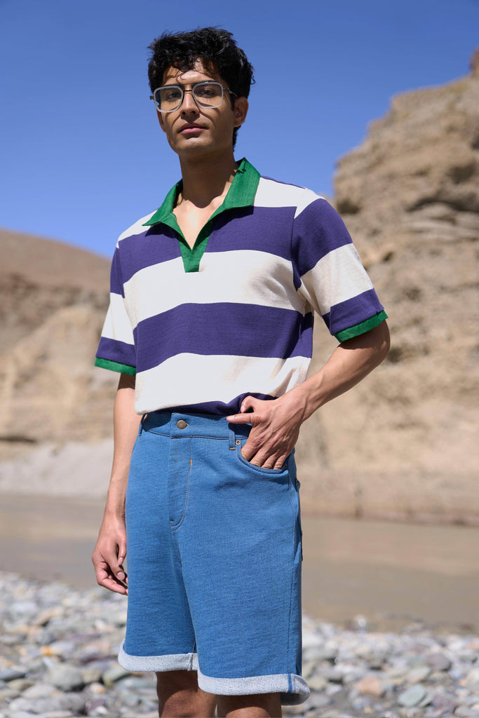 DENIM KNIT SHORTS - dash and dot dash and dot