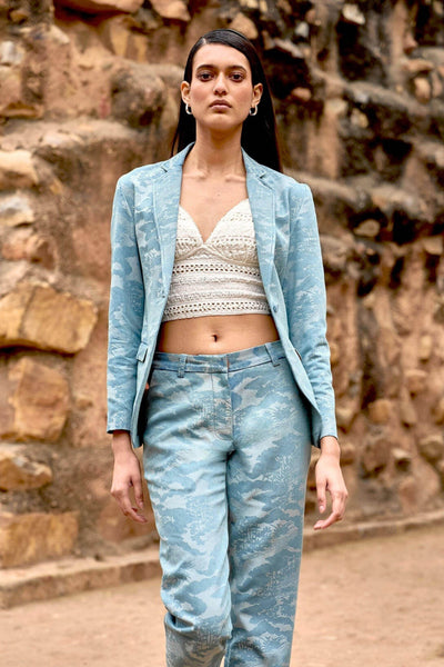 INDIGO JACQUARD SUIT - dash and dot