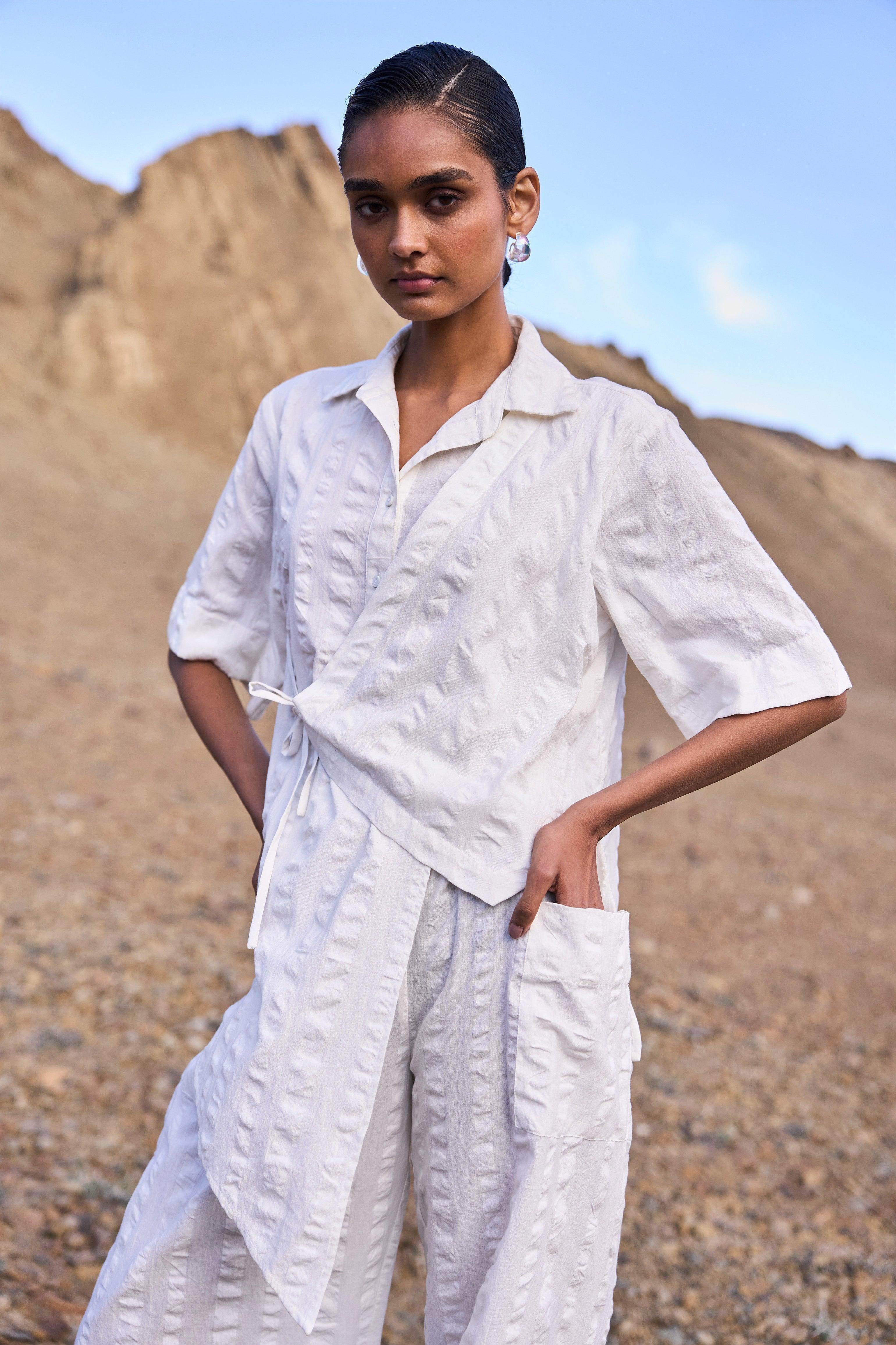 ASYMMETRIC SIDE-TIE TOP – dash and dot