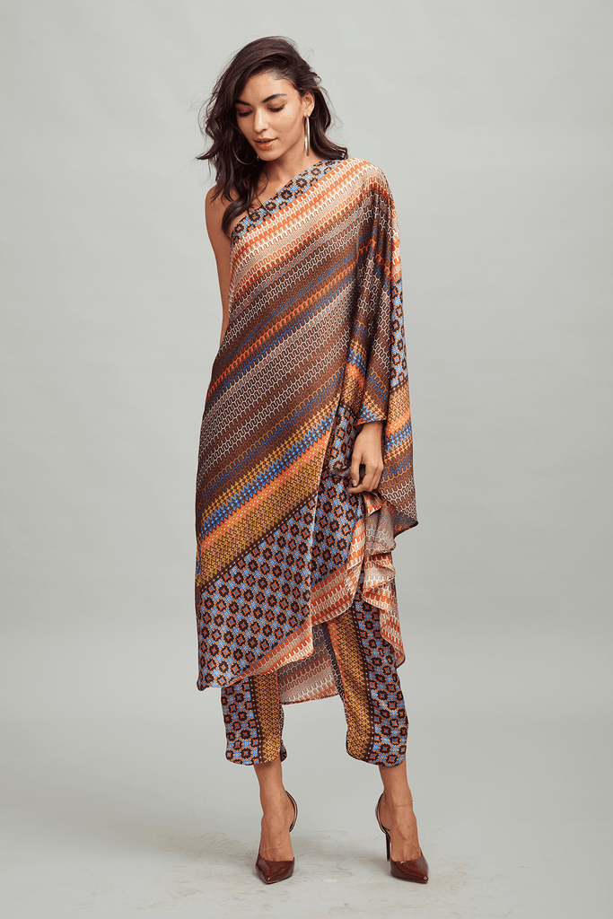 ONE SHOULDER PRINTED SET - dash and dot dash and dot