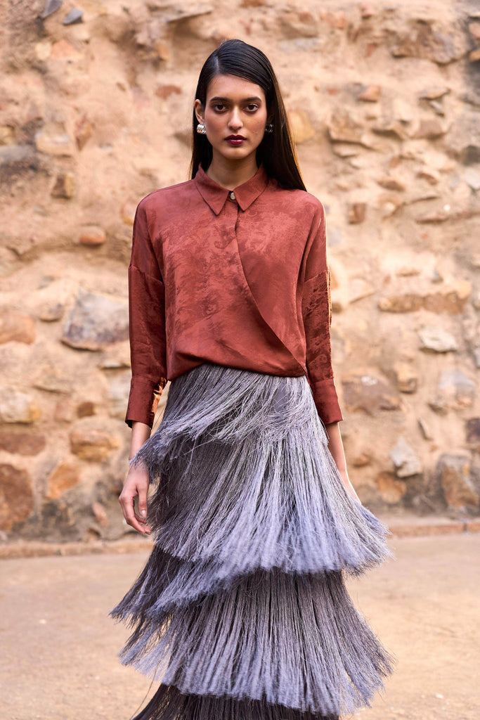 CASCADING FRINGE MAXI SKIRT - dash and dot dash and dot