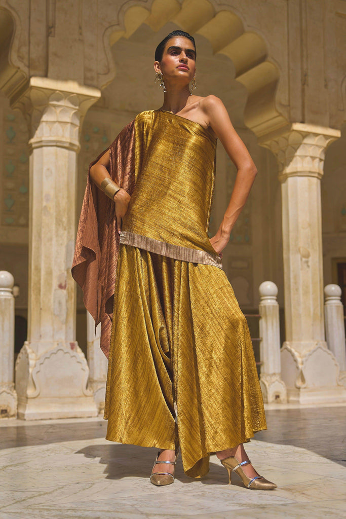 LAMÉ BLOCKED ONE SHOULDER SET - dash and dot dash and dot