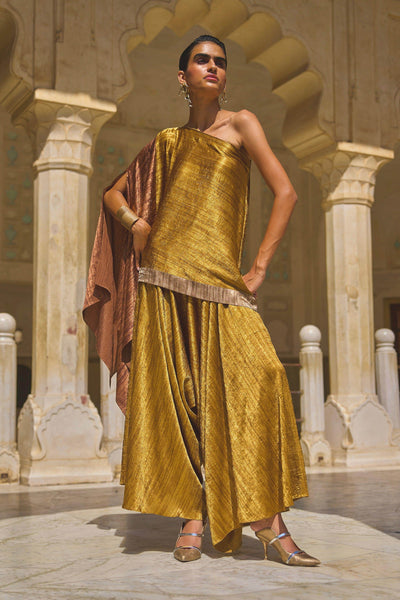 LAMÉ BLOCKED ONE SHOULDER SET - dash and dot