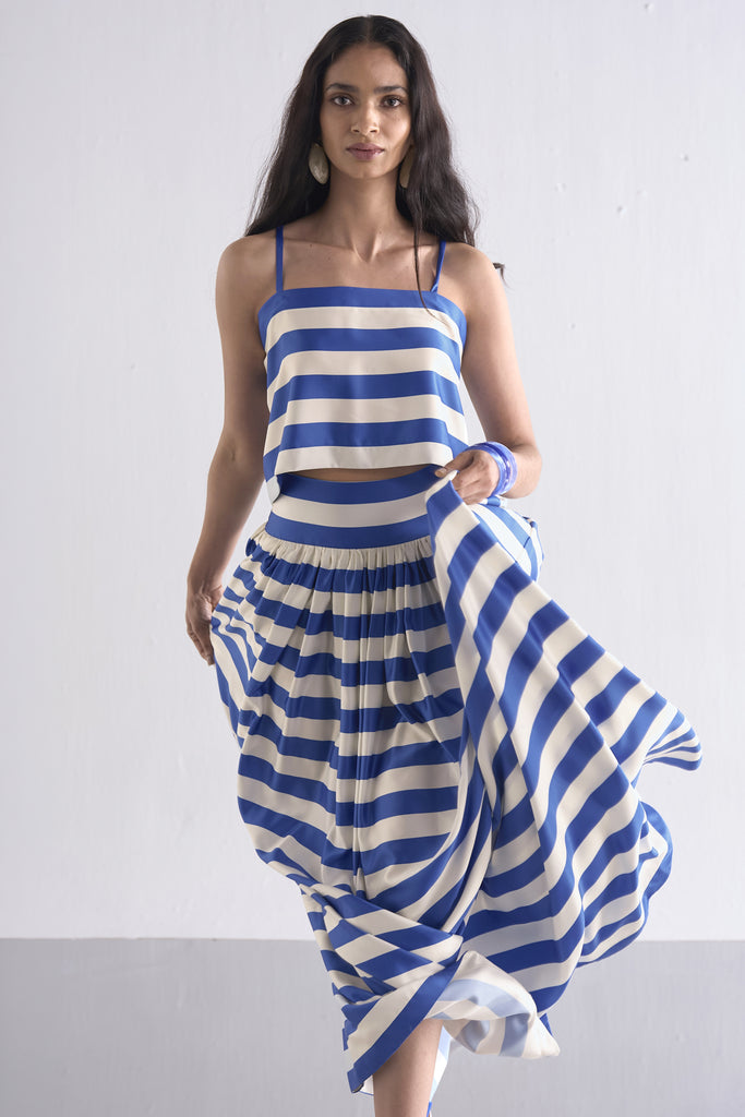 BACK KNOT DRAPED STRIPE TOP dash and dot