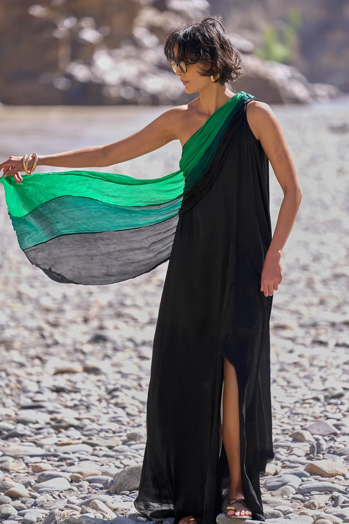 OMBRÉ DRAPED SARI GOWN