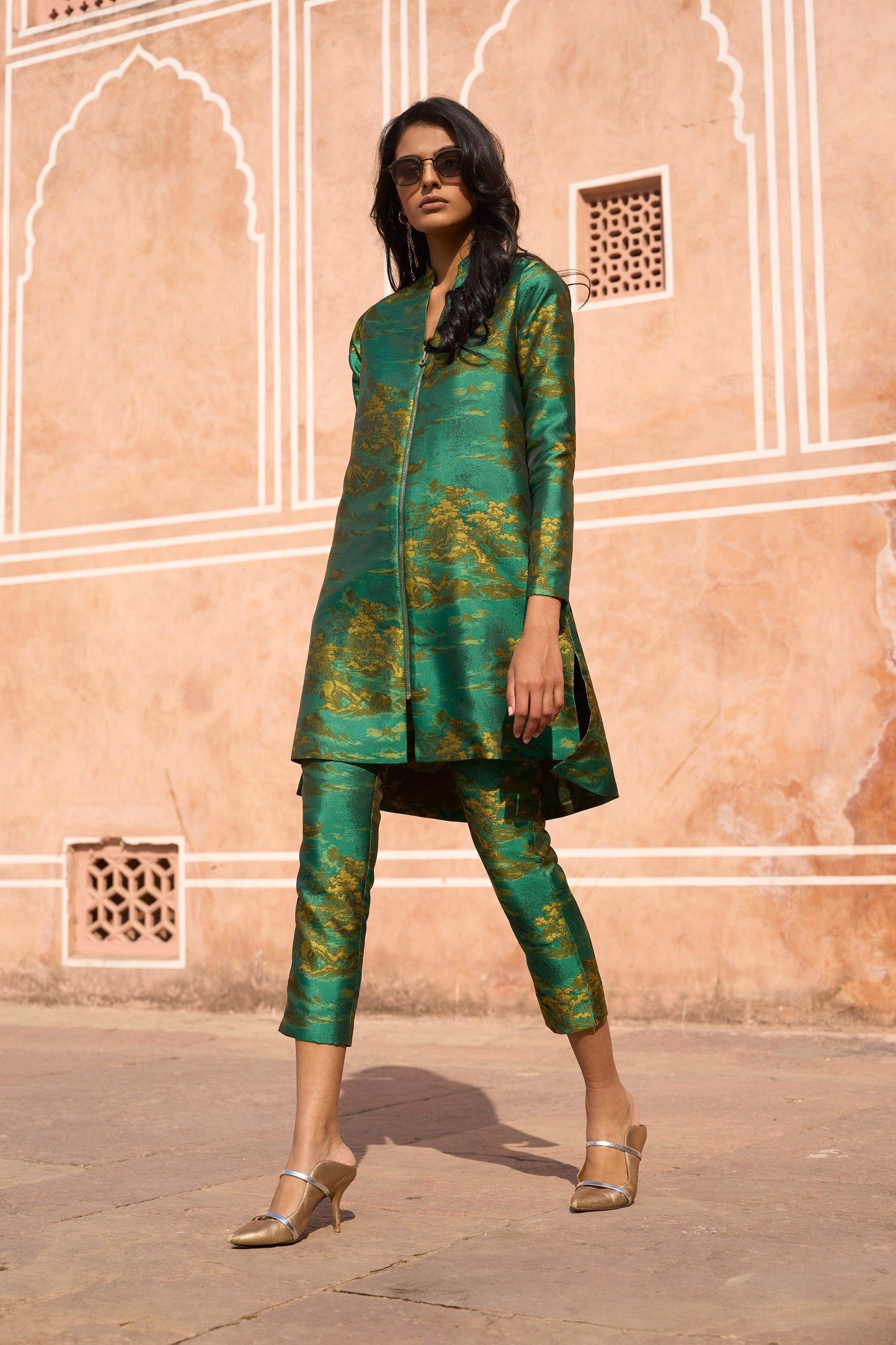 PATTERNED BROCADE LONGLINE TOP AND PANT - dash and dot